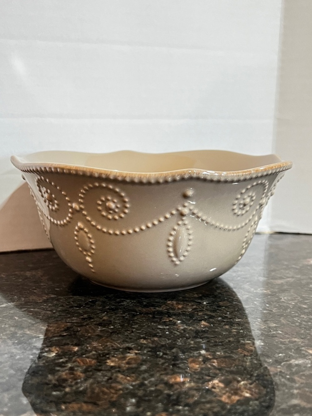 Lenox French Perle Cereal Fruit  Dining Bowl 20 OZ. Light Brown Ceramic